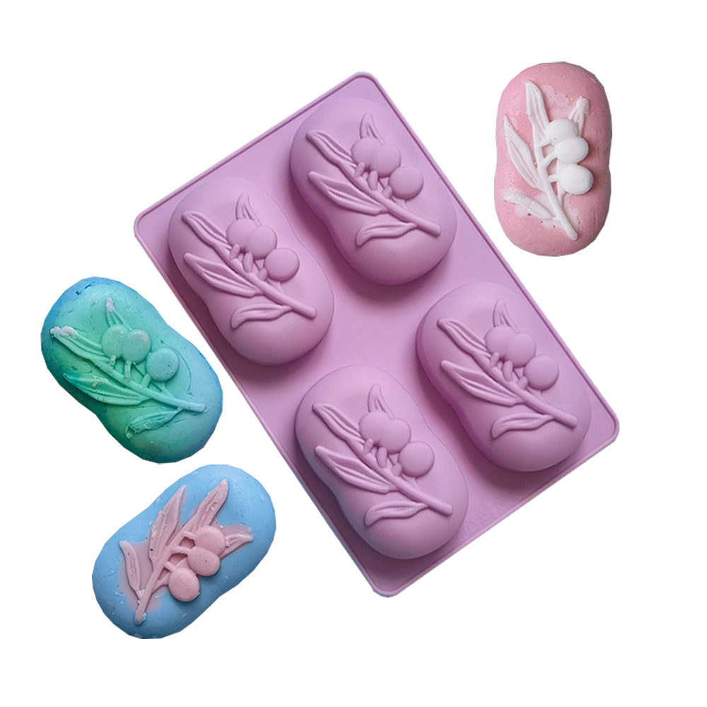 Soap Making In Home - 4 ฟันผุรูปไข่ Olive Tree ซิลิโคนสบู่แม่พิมพ์ DIY