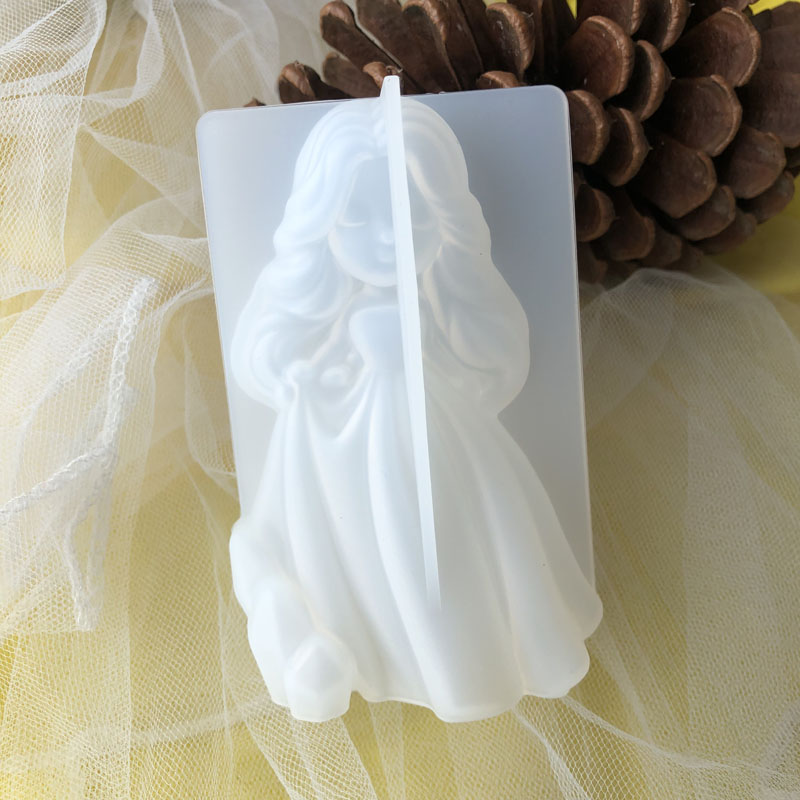 Soap Making In Home - 3D น่ารักเจ้าหญิงซิลิโคนเทียนแม่พิมพ์ Angel สาวสบู่เรซิ่นพลาสเตอร์ทําแม่พิมพ์ DIY มนุษย์ช็อกโกแลตเบเกอรี่เครื่องมือตกแต่งบ้านของขวัญ
