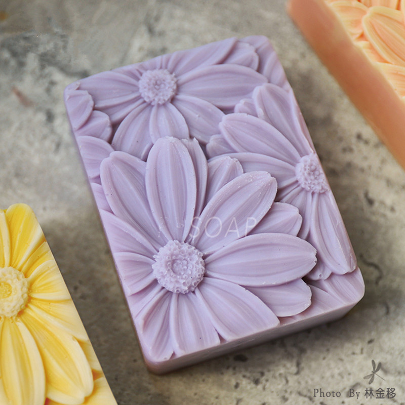 Soap Making Line - ใหม่ล่าสุด!! !3d Elegant Sunflower สบู่แม่พิมพ์สี่เหลี่ยมผืนผ้าซิลิโคนสบู่ทําแม่พิมพ์ DIY