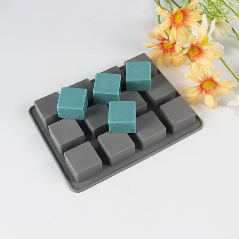 Soap Making Line - 1 PCS ซิลิโคนสบู่แม่พิมพ์12ฟันผุสแควร์สบู่ Mold DIY ทำด้วยมือซิลิโคนแม่พิมพ์แม่พิมพ์สำหรับทำสบู่