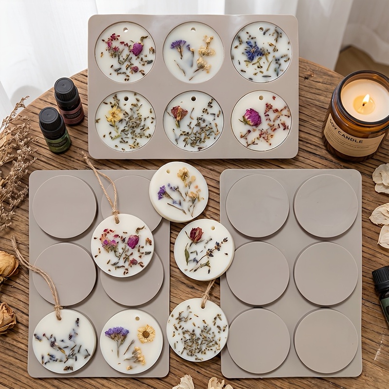 Soap Making Line - แม่พิมพ์ซิลิโคนทรงกลม 6 ช่อง สำหรับทำแท็ก DIY แม่พิมพ์แท็บเล็ตขี้ผึ้งอโรมาเธอราพี