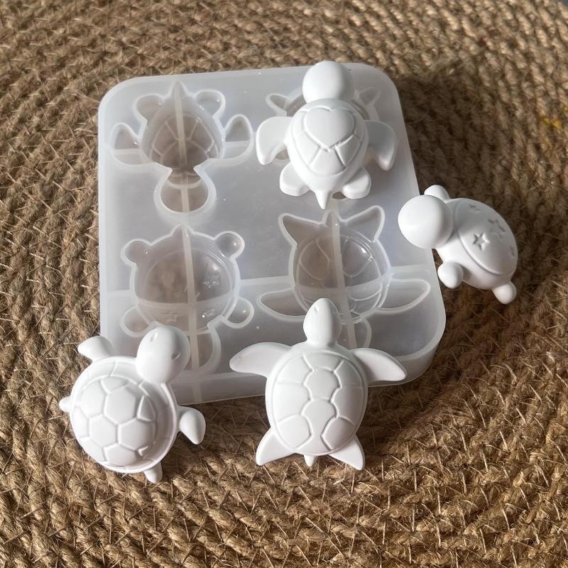 Soap Making Utensils - แม่พิมพ์ซิลิโคนรูปเต่าสี่ตัว สำหรับทำของตกแต่งรูปหัวใจ ดาว เปลือกหอย แม่พิมพ์เรซิ่นอีพ็อกซี่ แม่พิมพ์สบู่เทียนหอมรูปสัตว์