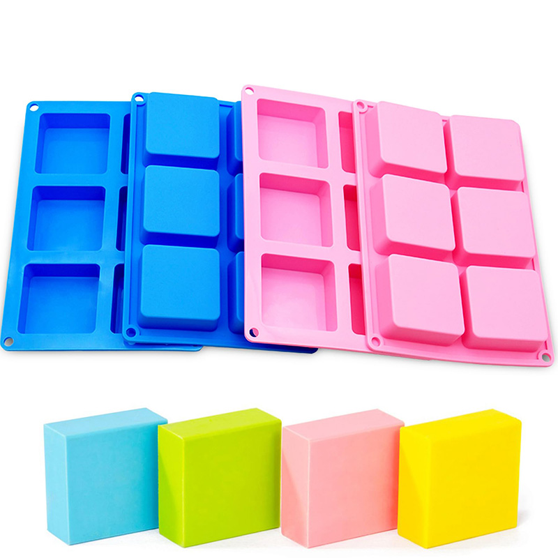 Soap Making Name - แม่พิมพ์สบู่สี่เหลี่ยม6ช่องถาดซิลิโคนไม่ติดแม่พิมพ์แท่งสี่เหลี่ยมแม่พิมพ์ซิลิโคนสำหรับช็อคโกแลตคัพเค้กขนมปังข้าวโพดมัฟฟินสบู่