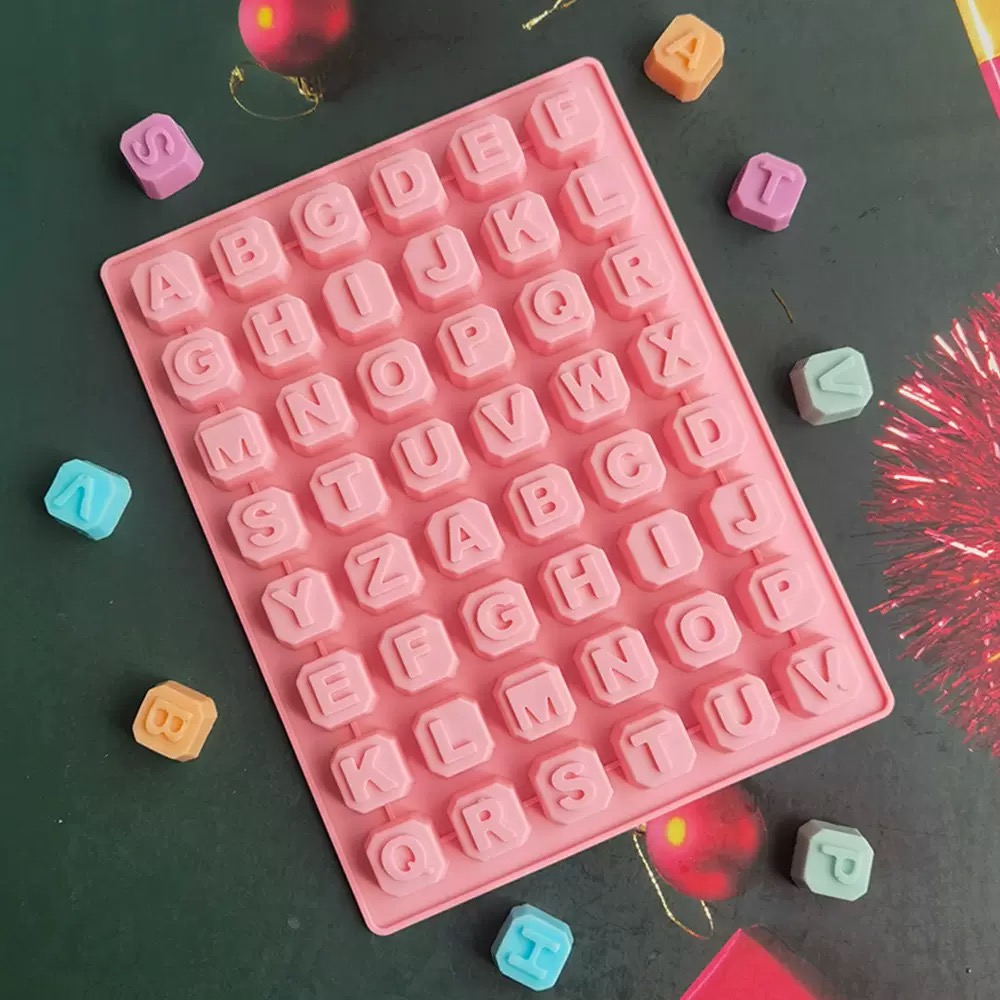 Soap Making Name - 48 ตัวอักษร Enghish ตัวอักษรตัวอักษรซิลิโคนแม่พิมพ์สบู่แม่พิมพ์เค้ก Cupcake Bakeware