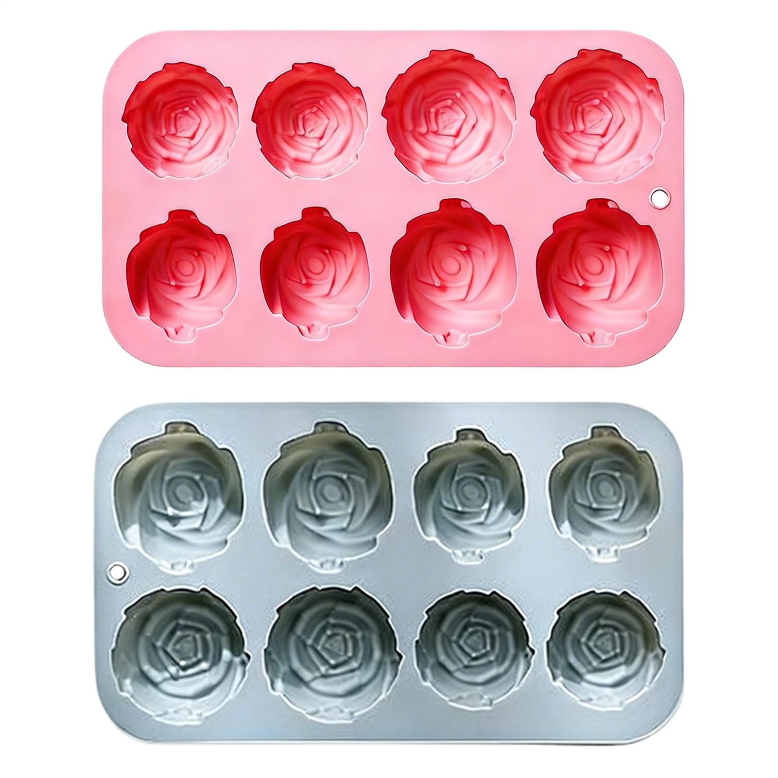 Soap Making In Home - แม่พิมพ์ซิลิโคนรูปดอกกุหลาบ 8 หลุม สำหรับทำสบู่ เทียน เค้ก