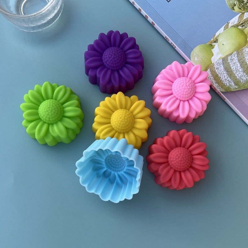 Soap Making Name - ชุดแม่พิมพ์ซิลิโคนลายดอกไม้ 6 ชิ้น ไม่ติดกระทะ สำหรับทำช็อกโกแลต พุดดิ้ง