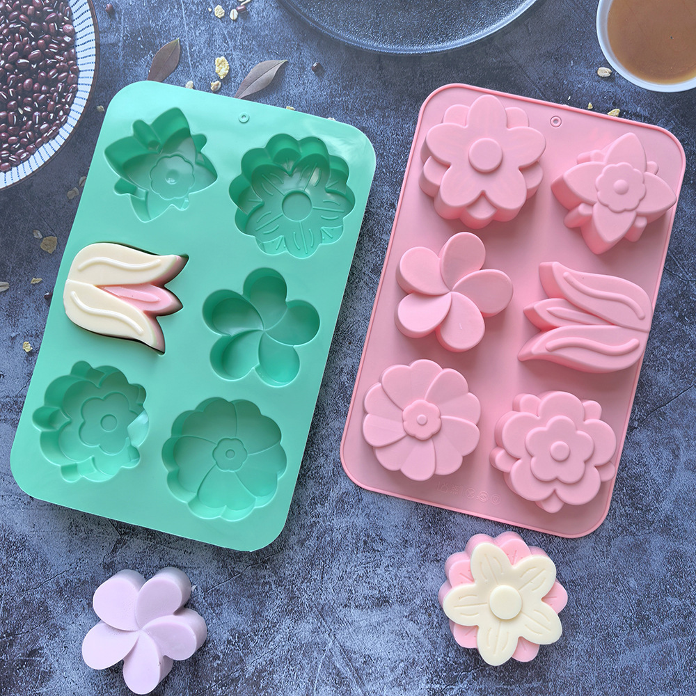 Soap Making Line - แม่พิมพ์ซิลิโคนรูปดอกไม้ แม่พิมพ์อบขนมรูปดอกไม้หลากหลายแบบ เหมาะสำหรับทำสบู่ เทียน เค้ก และช็อกโกแลต