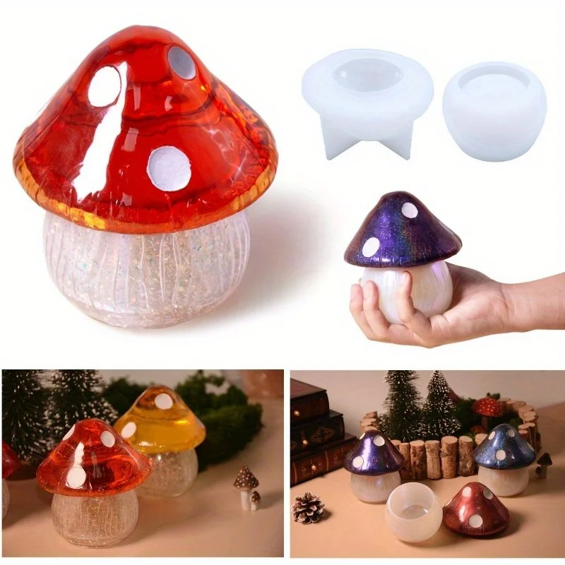 Soap Making Recipes - 1 ชุดแม่พิมพ์ซิลิโคนดีไซน์รูปเห็ดอเนกประสงค์สำหรับเรซิ่นอีพ็อกซี่สบู่เทียนปูนปลาสเตอร์หล่อ, งานฝีมือ DIY ทำของขวัญ, แม่พิมพ์ทำมือ