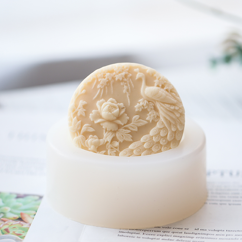 Soap Making Art - นกยูงดอกไม้รูปแบบซิลิโคนสบู่แม่พิมพ์ยืดหยุ่น Handmade รอบสบู่เทียนศิลปะหัตถกรรมแม่พิมพ์สําหรับ DIY สบู่อุปกรณ์